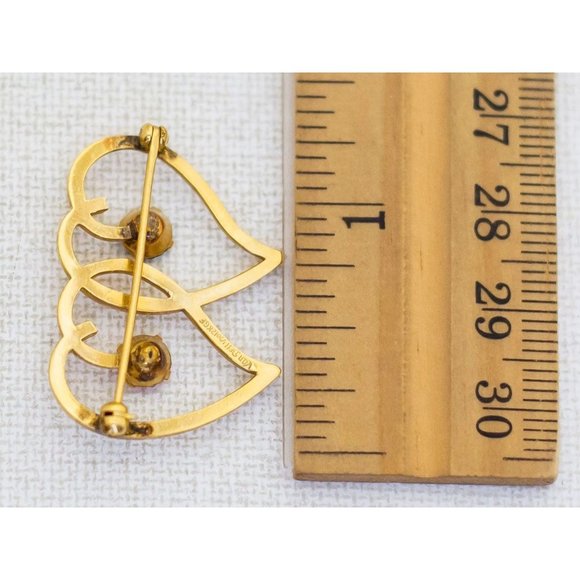 Vintage Gold Filled Hearts Pair Brooch, A14 - Picture 2 of 2